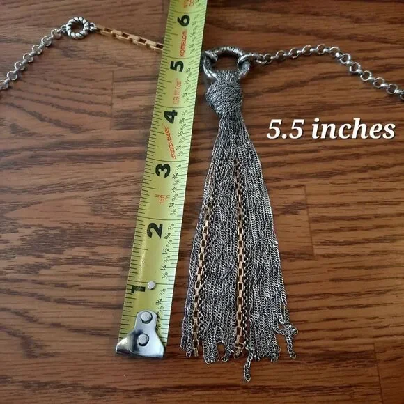 ❌️SOLD❌️BRIGHTON "Tassel in the Mix" Silver and Gold Knotted Necklace - Picture 8 of 10